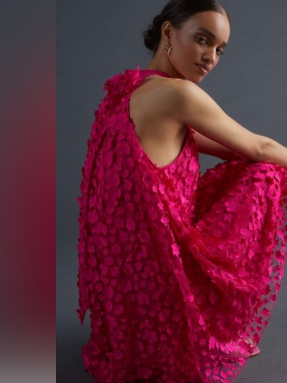 Eva Franco pink flower appliqué dress